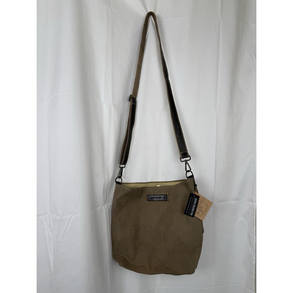 Vintage Addiction Recycled Military Tent Canvas Crossbody Bag Rustic Brown